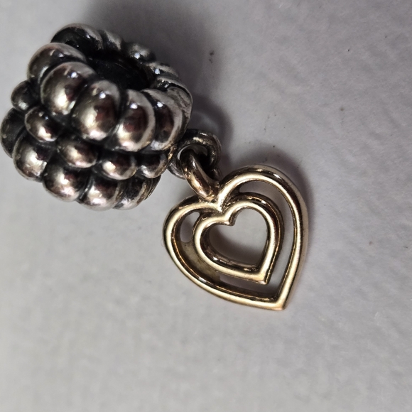 Silver and Gold Heart Charm - Picture 1 of 5
